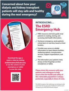 ESRD Emergency Hub flyer for professionals